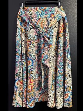 Boutique Floral A-Line Tie Waist Skirt